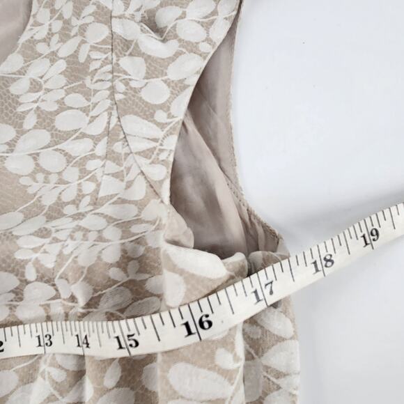 Monsoon Belted Sheath Dress US 6 UK 10 Beige White Floral Cap Sleeve Romantic - Picture 9 of 11